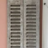 Set of 2 large old louvered shutters