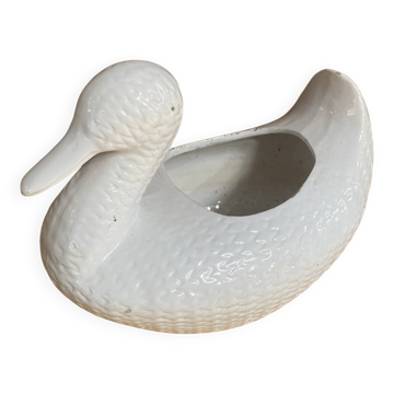 Cache pot, coupe ancienne en céramique blanche  formant un canard