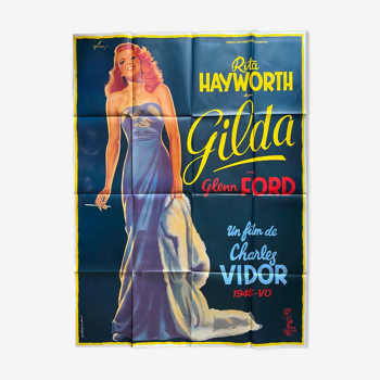 Affiche cinéma "Gilda" Rita Hayworth 120x160cm 1972