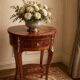 Vintage side table inlaid with Asian motifs and gilded bronze.