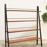 Scandinavian ladder shelves in teak and iron, Italy 50s