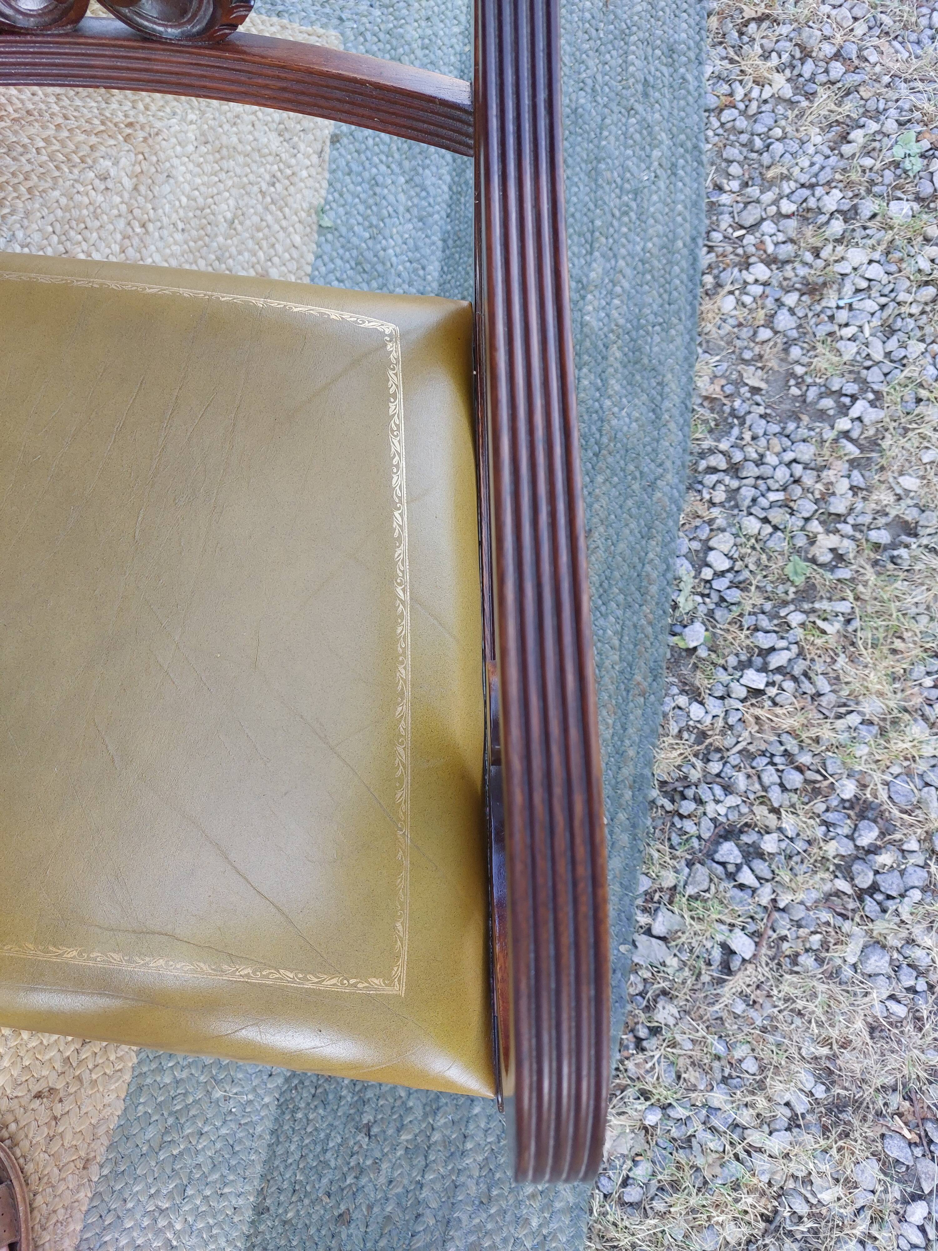 English desk and lyre chair, leather, extensions.