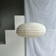 Suspension in rattan and natural linen Japanese style flattened oval h35 d60