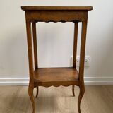 Small bedside table, nightstand, two-top ash plant stand with discreet drawer