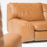 Bengodi vintage cognac leather sofas design Cini Boeri for arflex italy