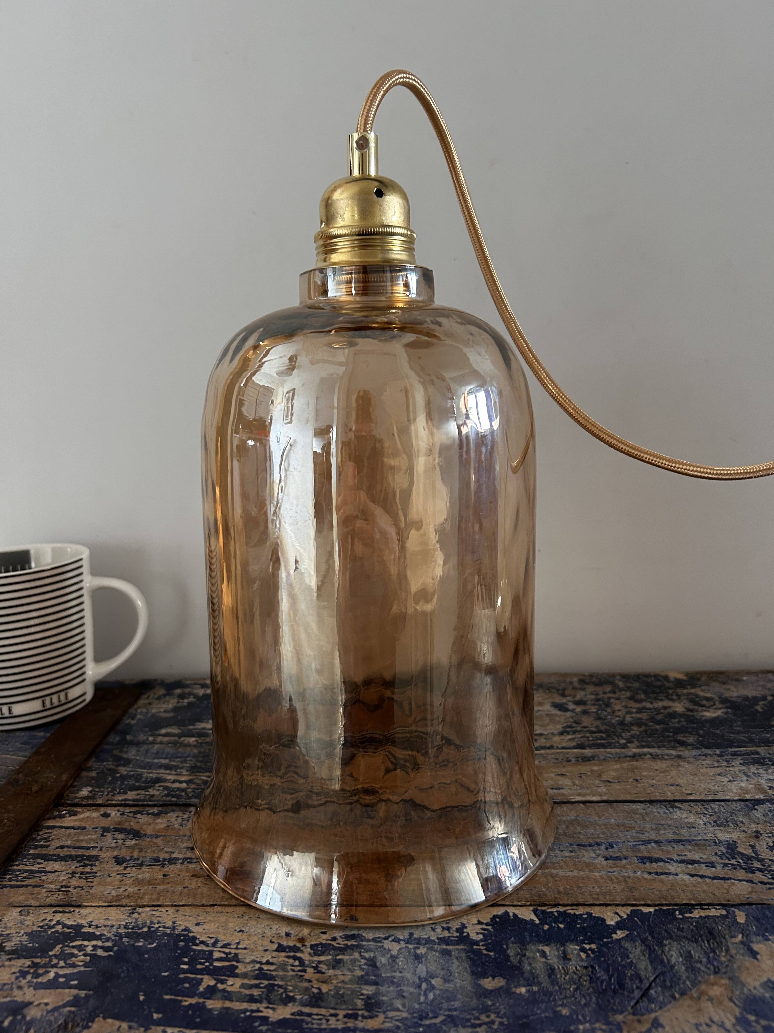 Vintage golden glass pendant light