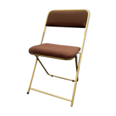 Golden folding chair Lafuma velvet checkerboard 60/70's