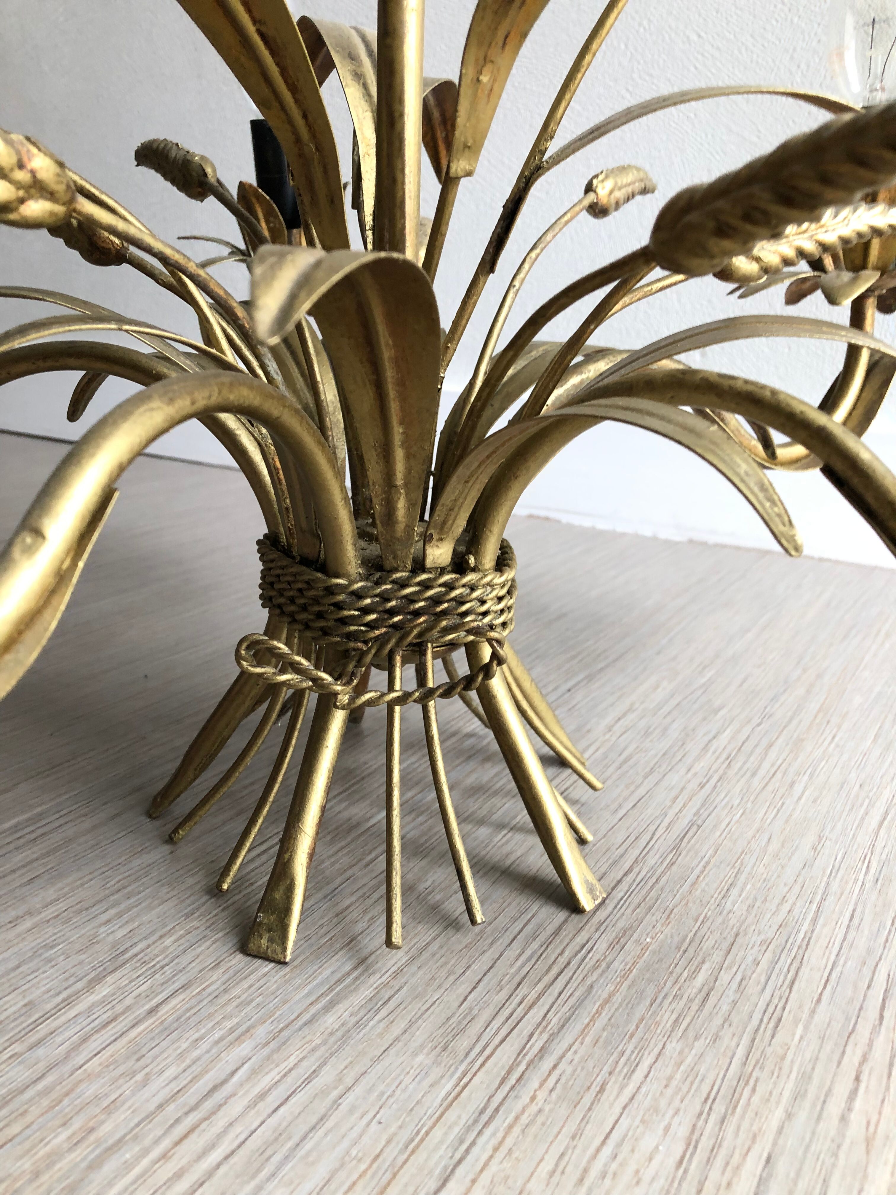 Golden wheat spike chandelier