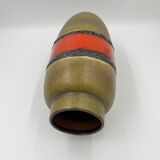 Khaki and red ceramic vase