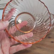 Set of 3 vintage Rosaline bowls in translucent pink glass