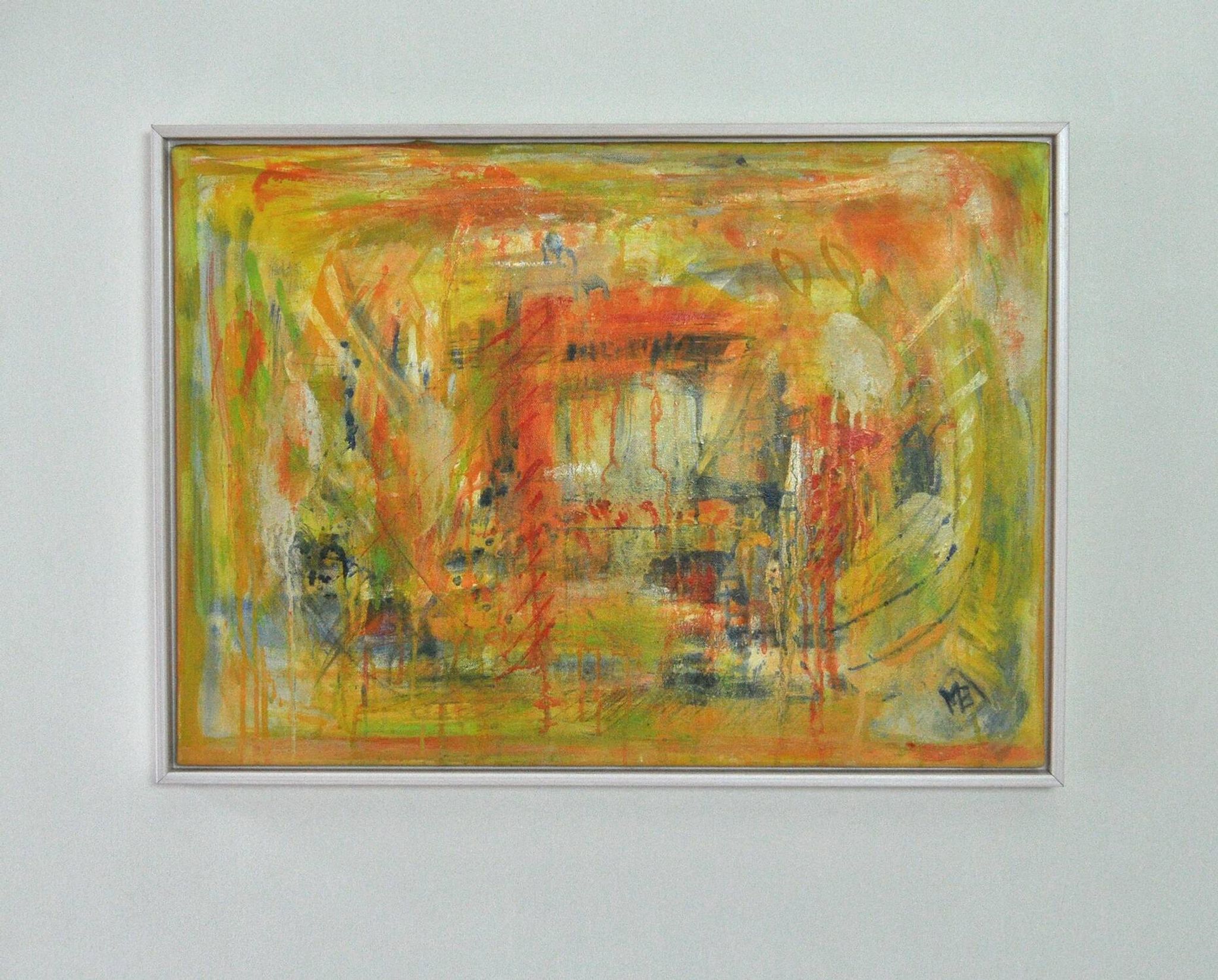 Contemporary painting "A City - I", oil on canvas by Mette Birckner, 2005