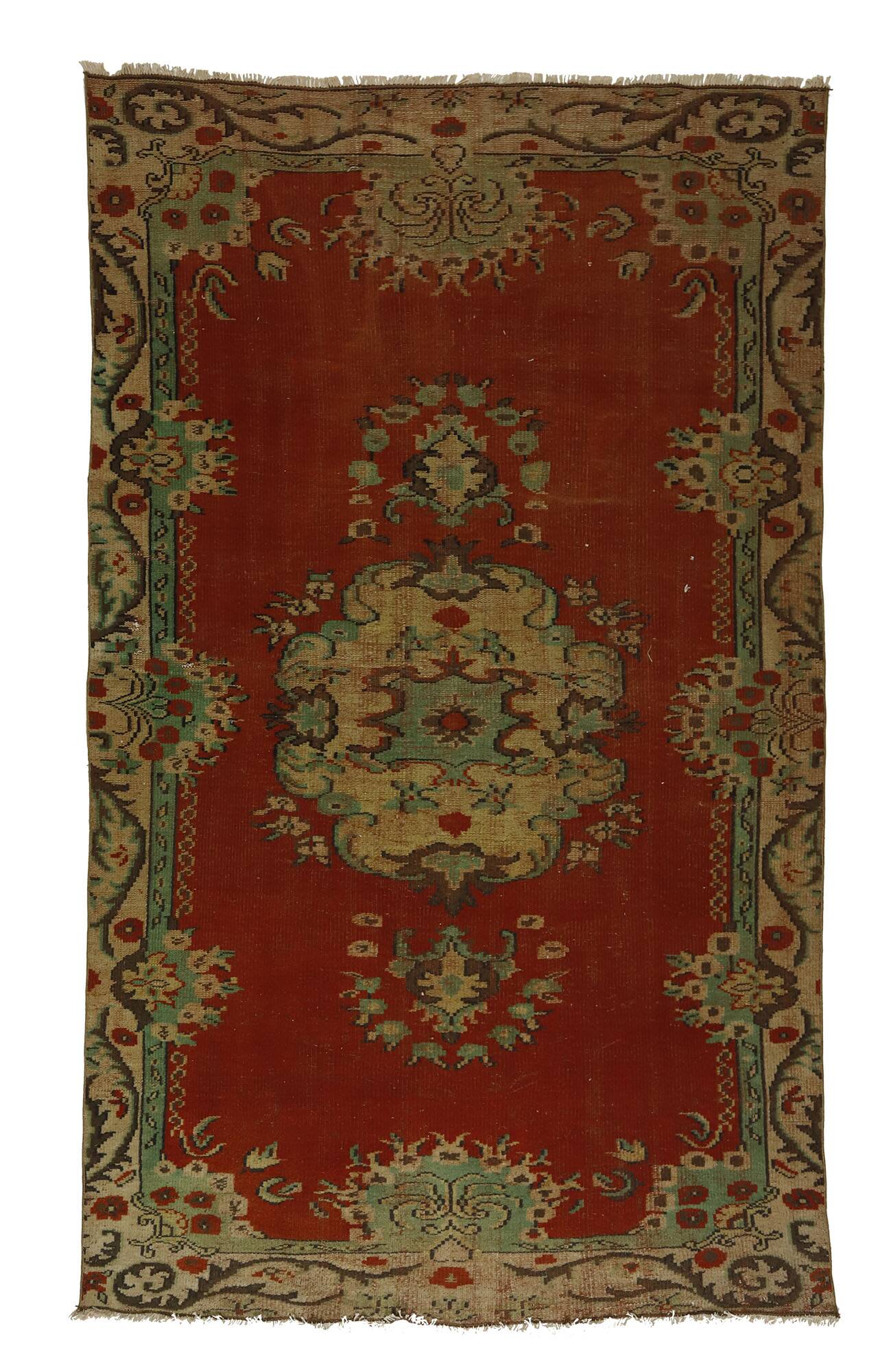 One-of-a-kind turkish handwoven vintage rug - rustic vintage charm 268x 172