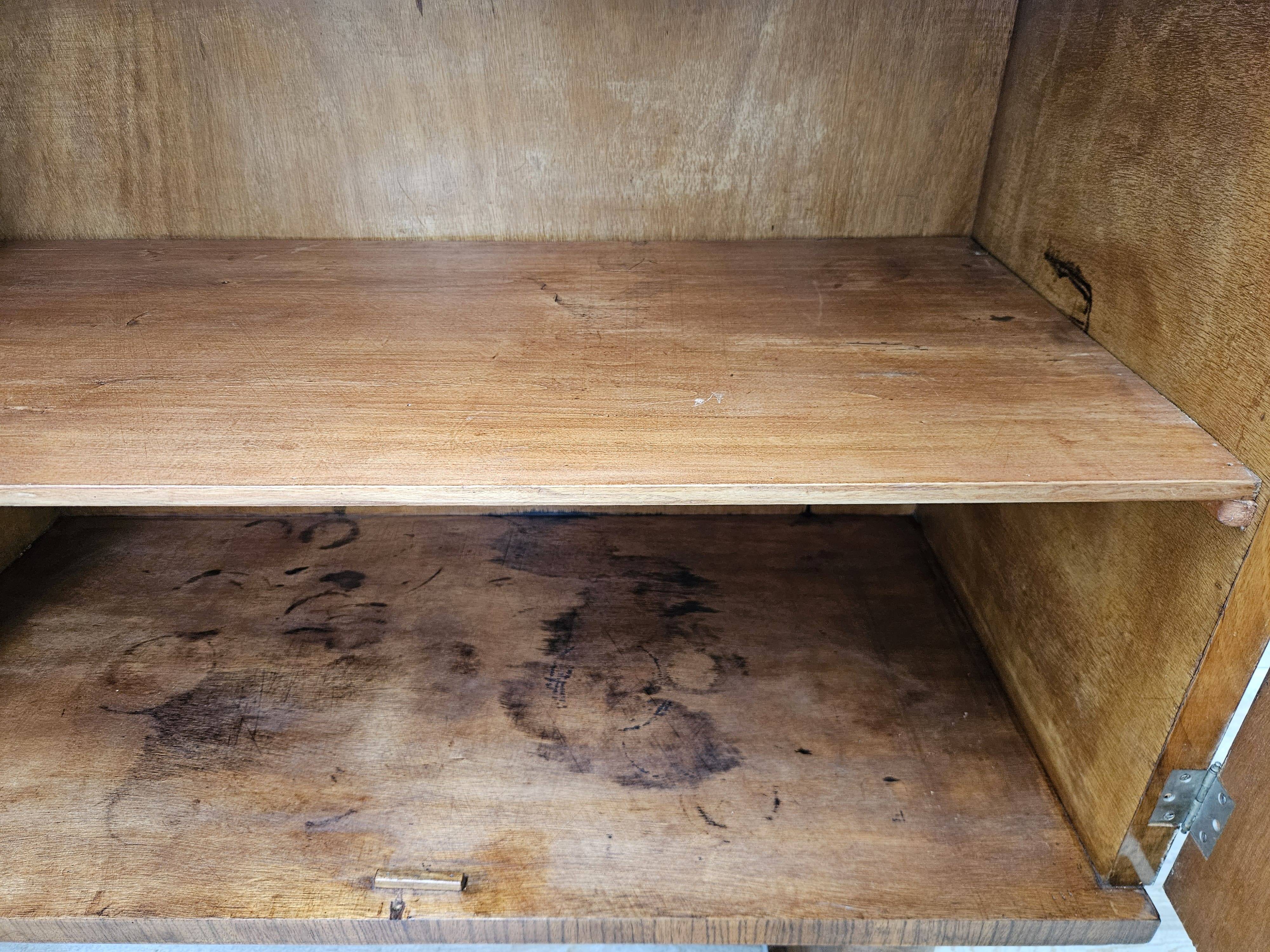 Art Deco sideboard in root walnut and fog with an aluminium base, 1940.
