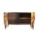Mid Century Solid Wood And Colored Glass Bar Furniture, Italy 1950's