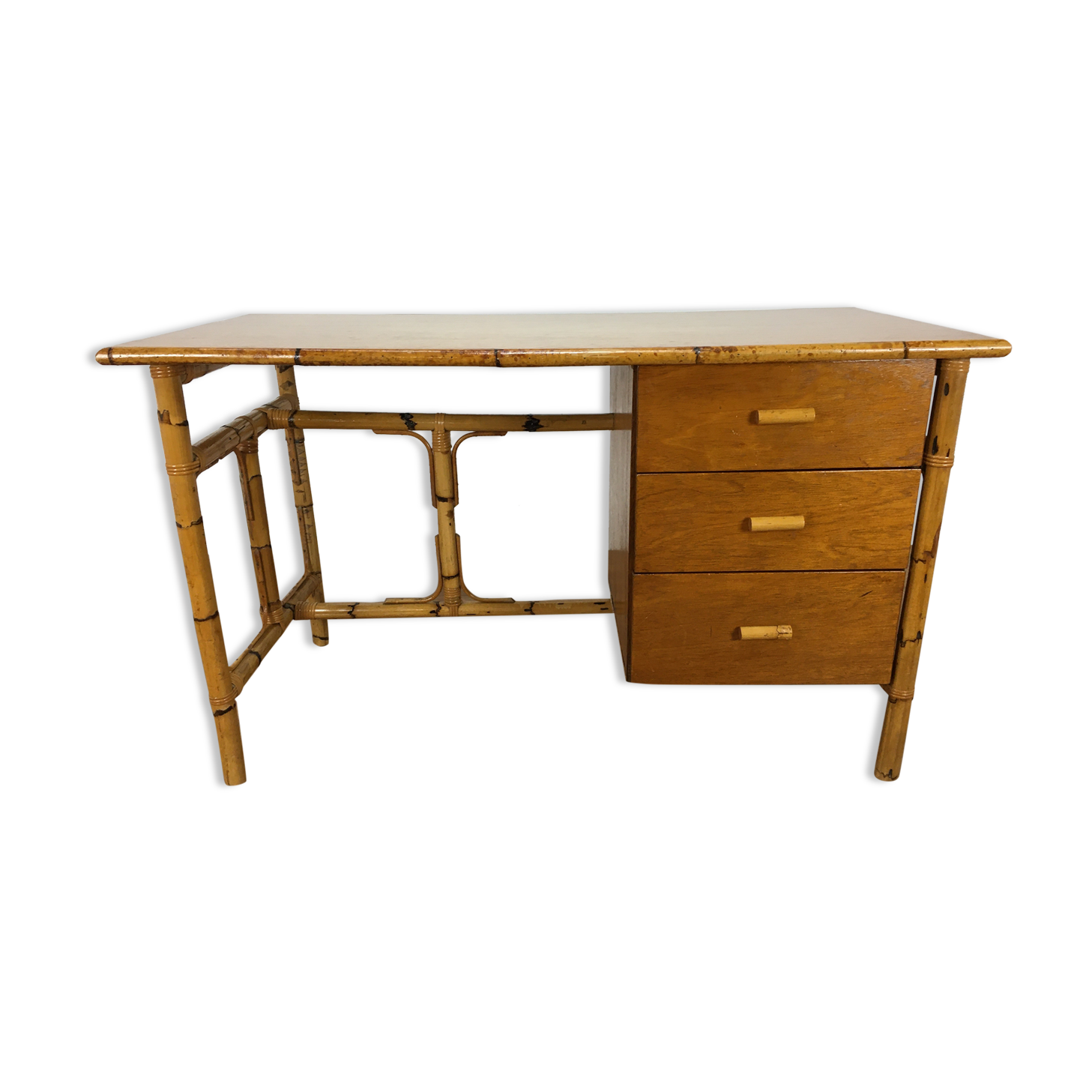 Rattan desk 1970 jungle chic style