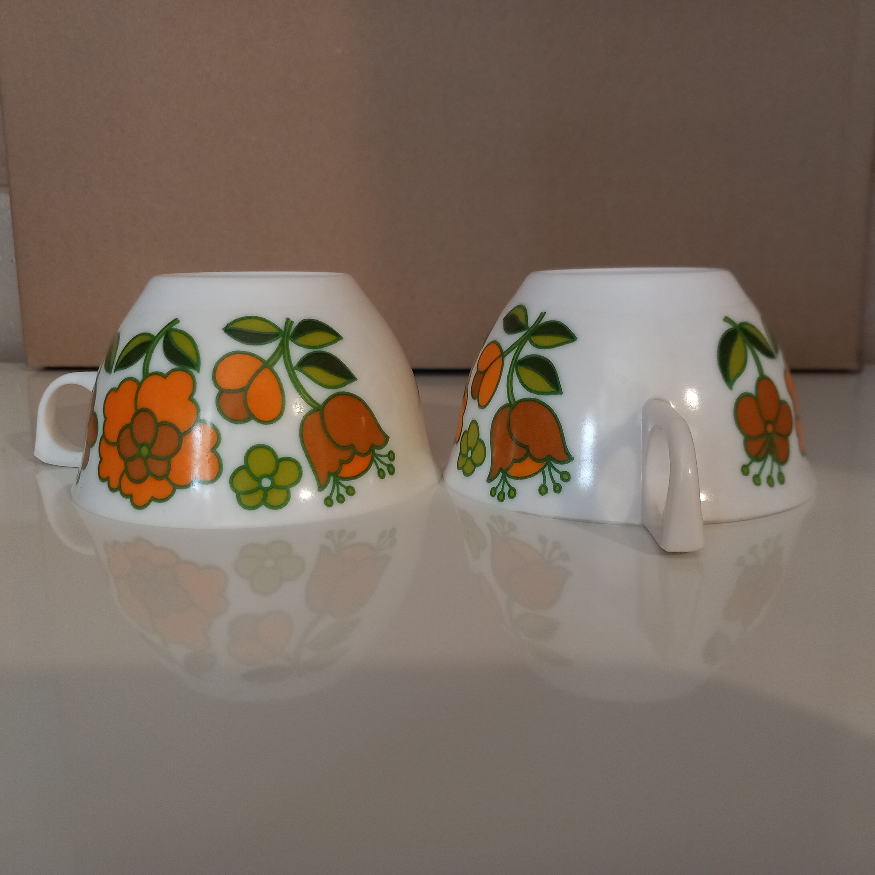 Tefal melamine flowery cups from the 70s