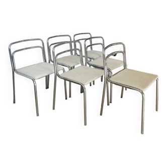 6 chrome and buckle chairs 1970