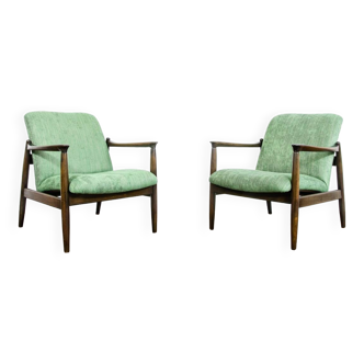 Pair of vintage Gfm-64 armchairs by Edmund Homa, Poland 1960s