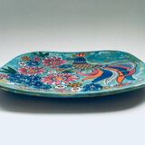 French hand-painted art pottery charger dish by Marjatta Taburet, Quimper, 1960s.