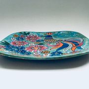 French hand-painted art pottery charger dish by Marjatta Taburet, Quimper, 1960s.