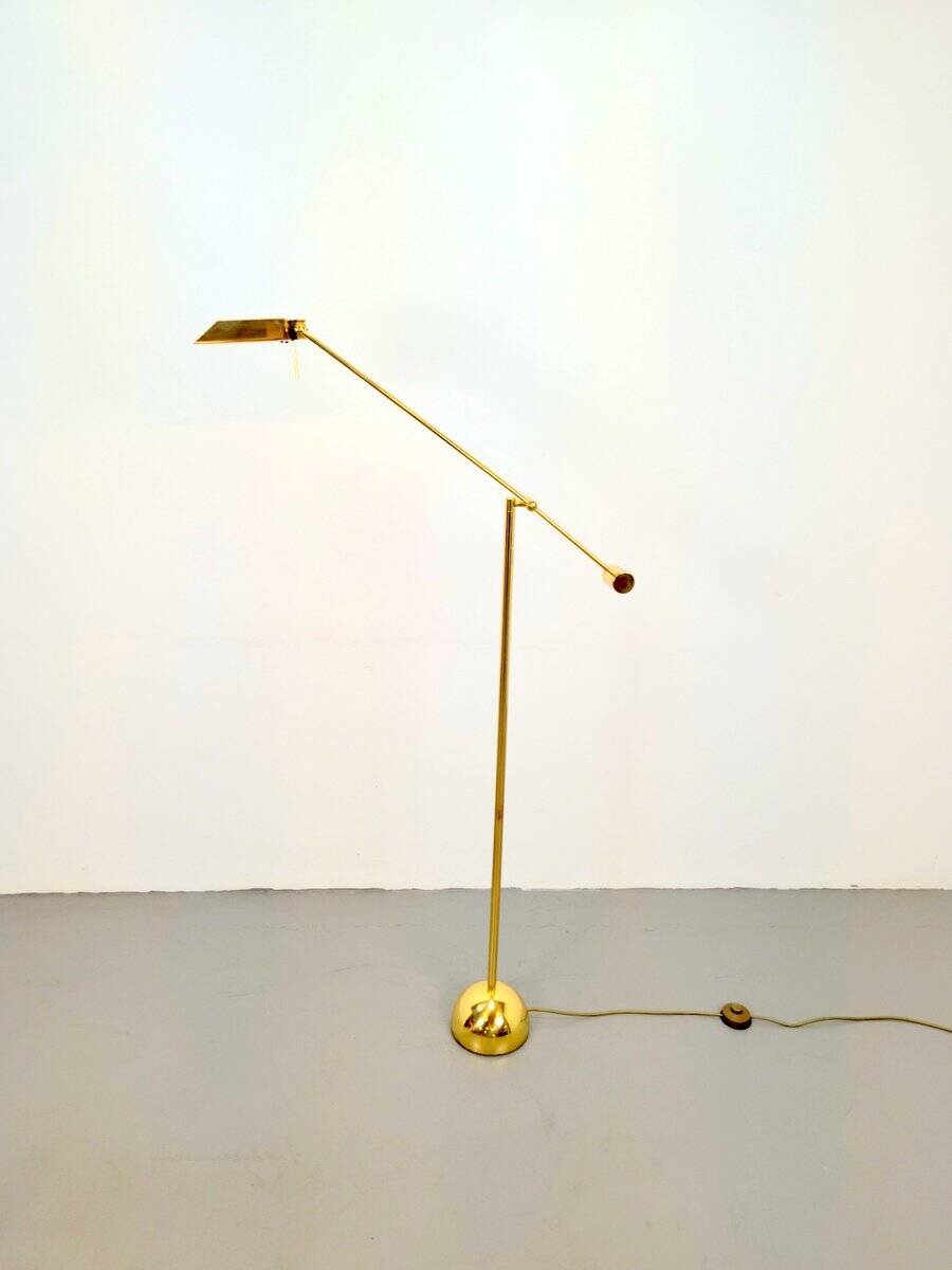 Brass Balance Reading Floor Lamp from Sölken Leuchten, 1980s