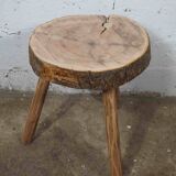 brutalist tripod coffee table or stool or end table in raw wood