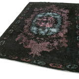 Hand-knotted vintage turkish 1980s 184 cm x 282 cm black carpet