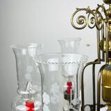 Vintage porcelain and brass chandelier, Italy, 1930s