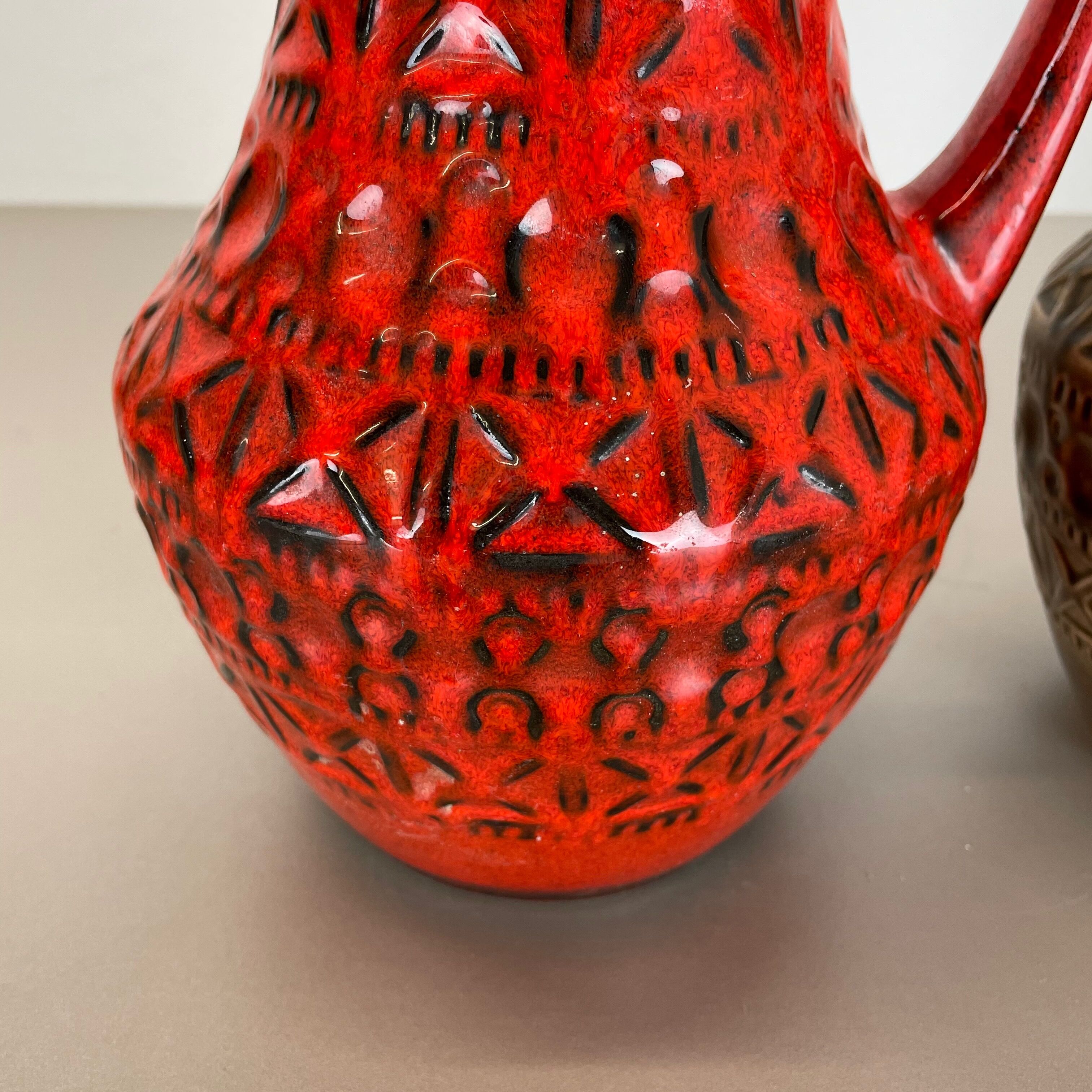 Set of 2 multi-color fat lava op art pottery vase made bay ceramics, germany