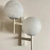 Mid-Century Modern double globe wall light in cracked opaline glass, Switzerland 1960s