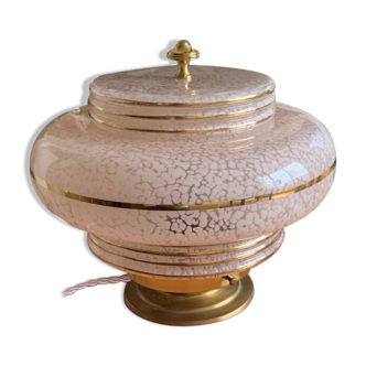 Pink and gold globe lamp - Clichy glass