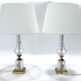 Paire de lampes de table néo-classique cristal d'albret