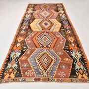 5x12 Kilim Mutlicolor Geometric Style Long Wide Turkish Kilim Rug,163x369cm