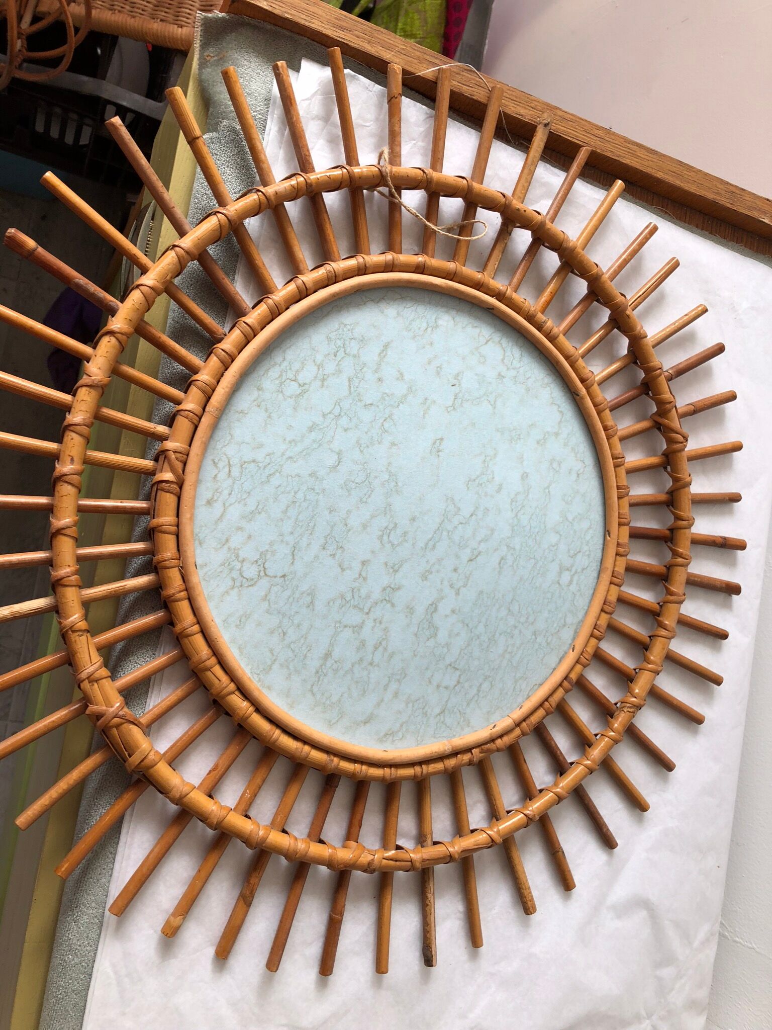 Sun vintage rattan mirror 47cm diameter