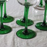 6 colored white wine glasses from Alsace in very good condition