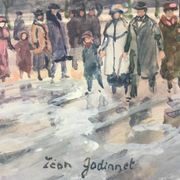 Léon godinnet, 1925-1989. the alexandre iii bridge. gouache and watercolour.