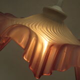 Old suspension lamp with parma pink frosted glass lampshade