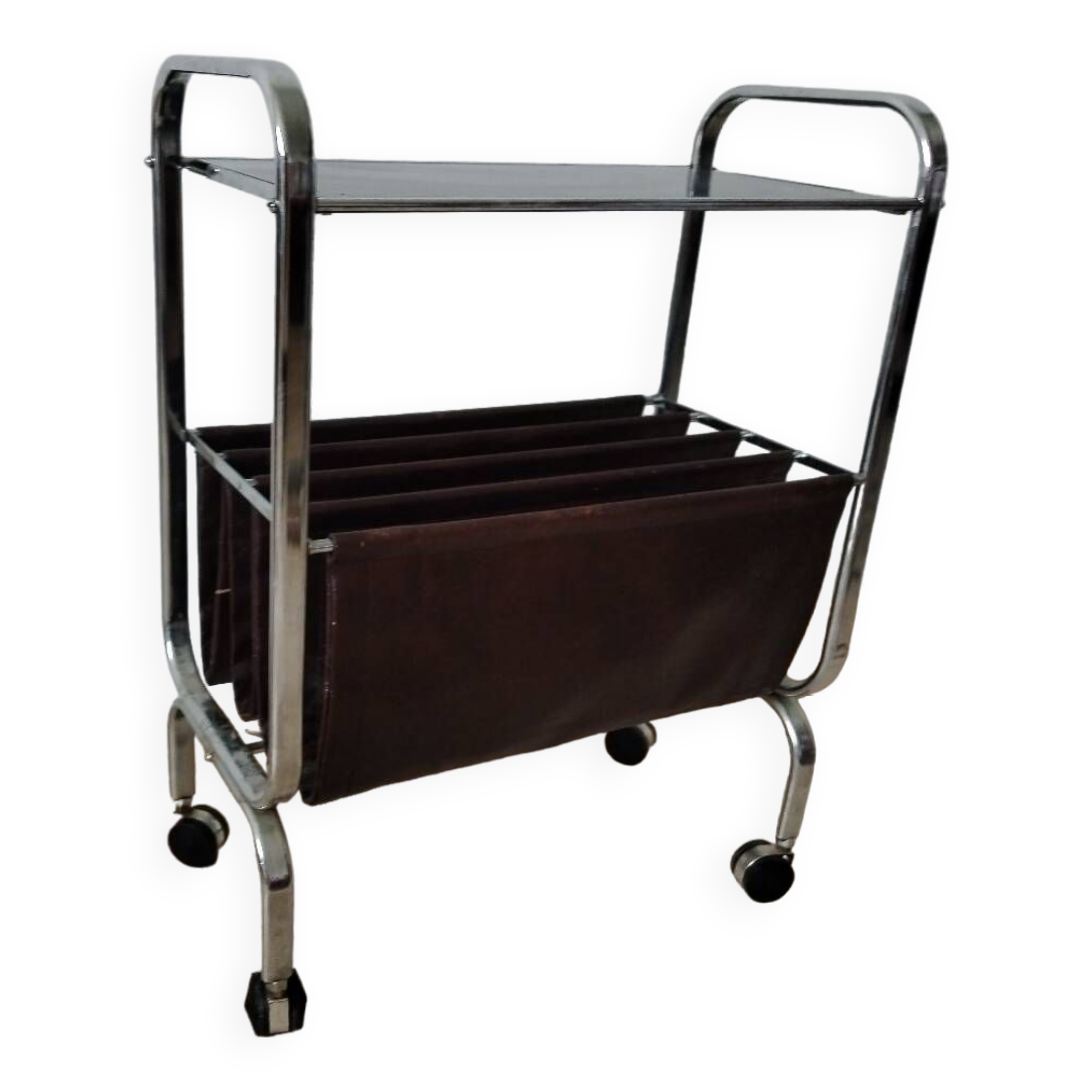 Original magazine holder, Vintage side table