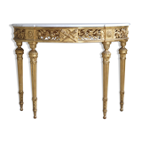 Louis XVI-style gilded wooden console, half-moon in shape