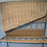 Vintage iron and rattan magazine holder