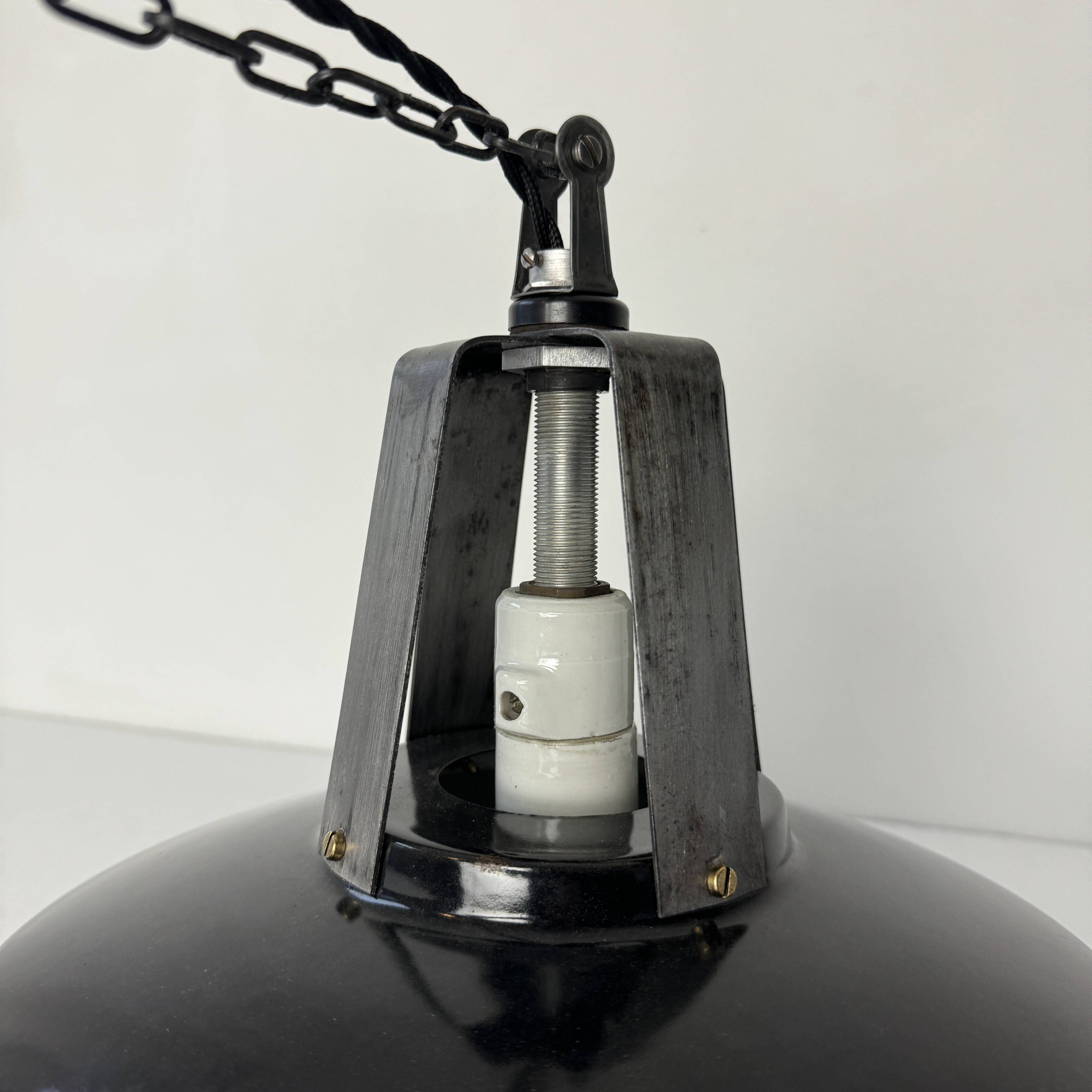 Old mazda enamelled industrial pendant 34.5 cm