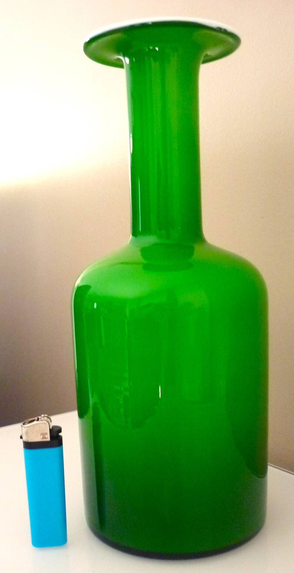 Blown glass bottle vase, Otto Bauer design for Holmegaard, 1970s