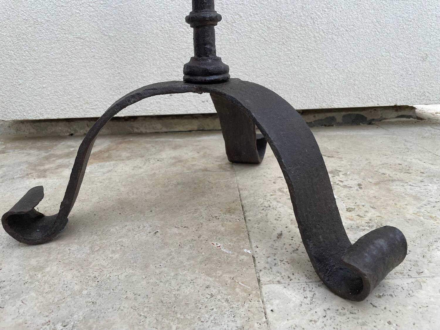 Floor-standing chandelier / antique candle holder, made of wrought iron.