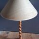 Table lamp in braided blond wood, braided rattan lampshade, 70 years