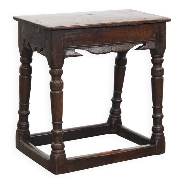Tabouret anglais en chêne signé, XVIIe siècle — Beyit