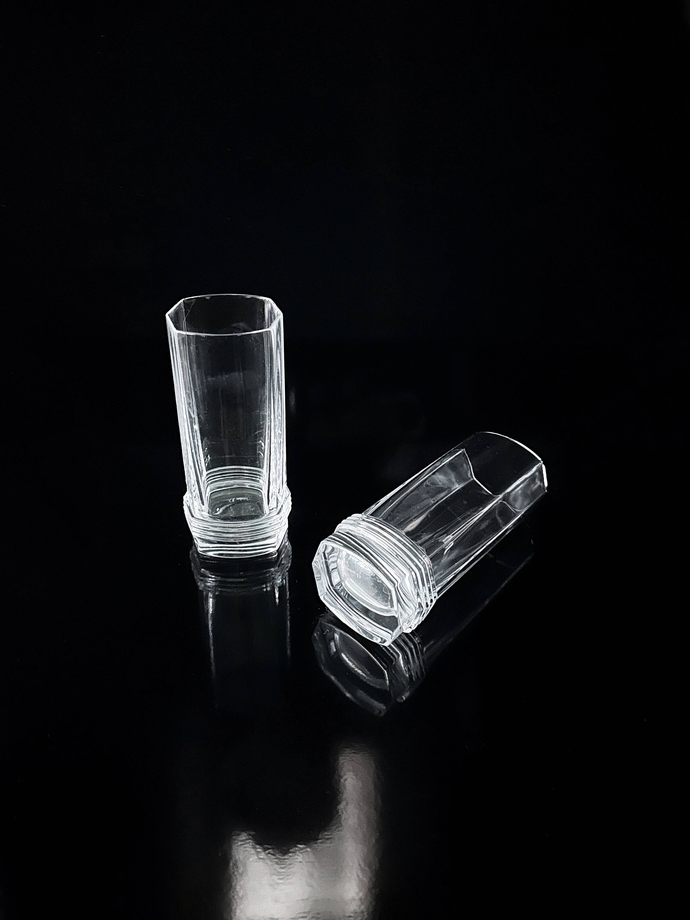 6x Christian Dior Crystal Longdrink Glasses - 1980s Art Deco Revival