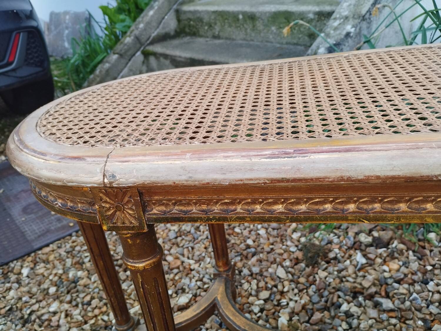 Louis XVI style gilded wood piano bench