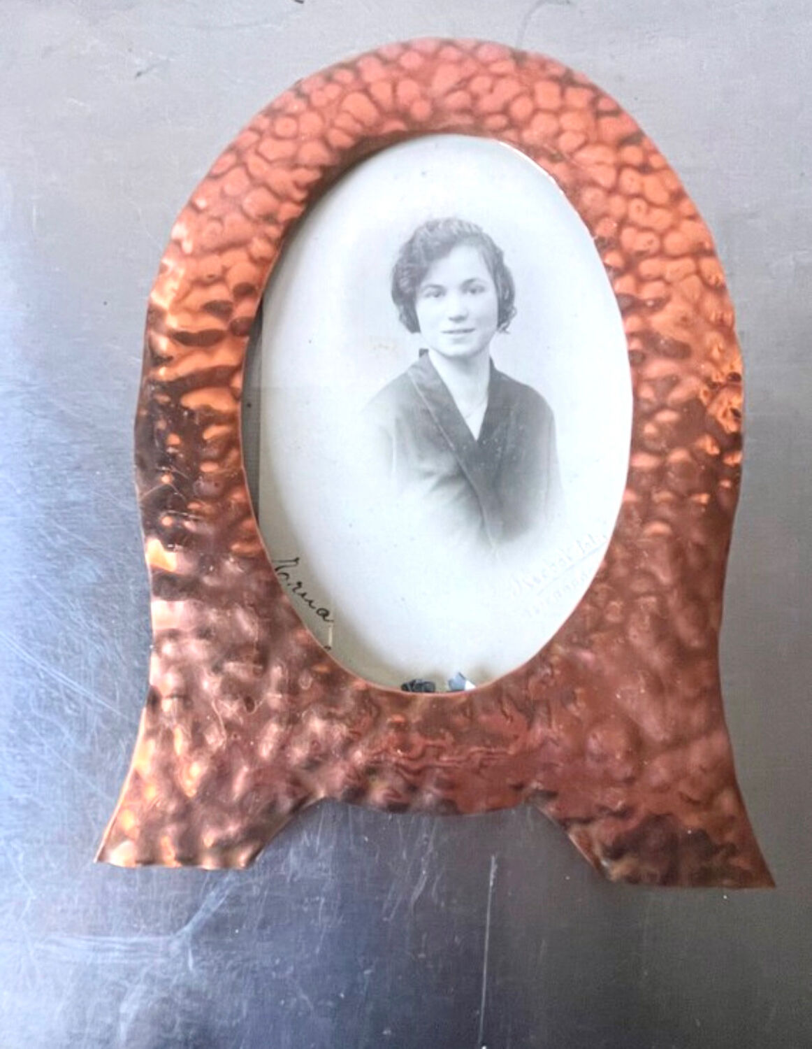 Pair of art nouveau copper metal photo frames