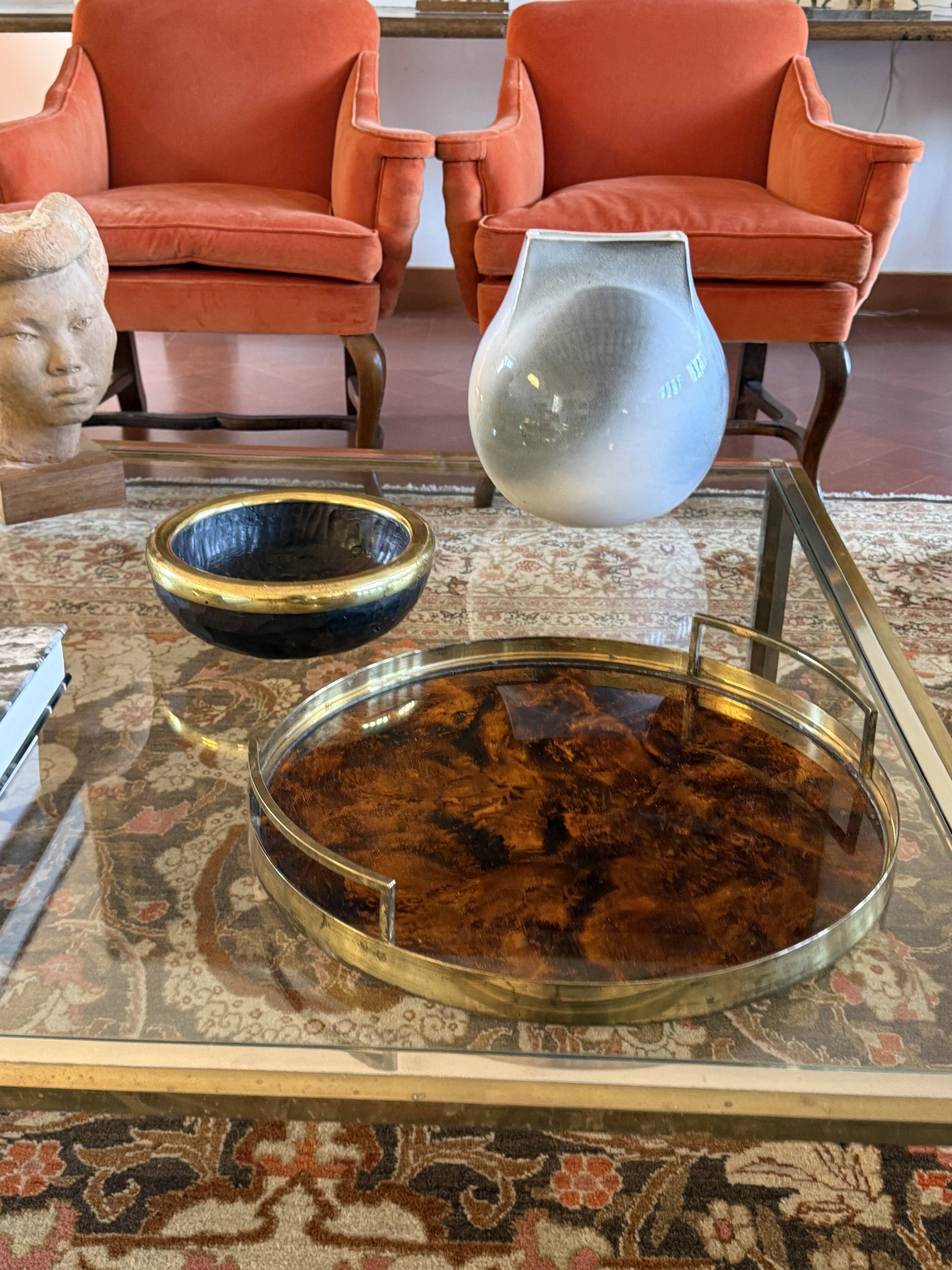 Hollywood regency round tray, Italy 1970s