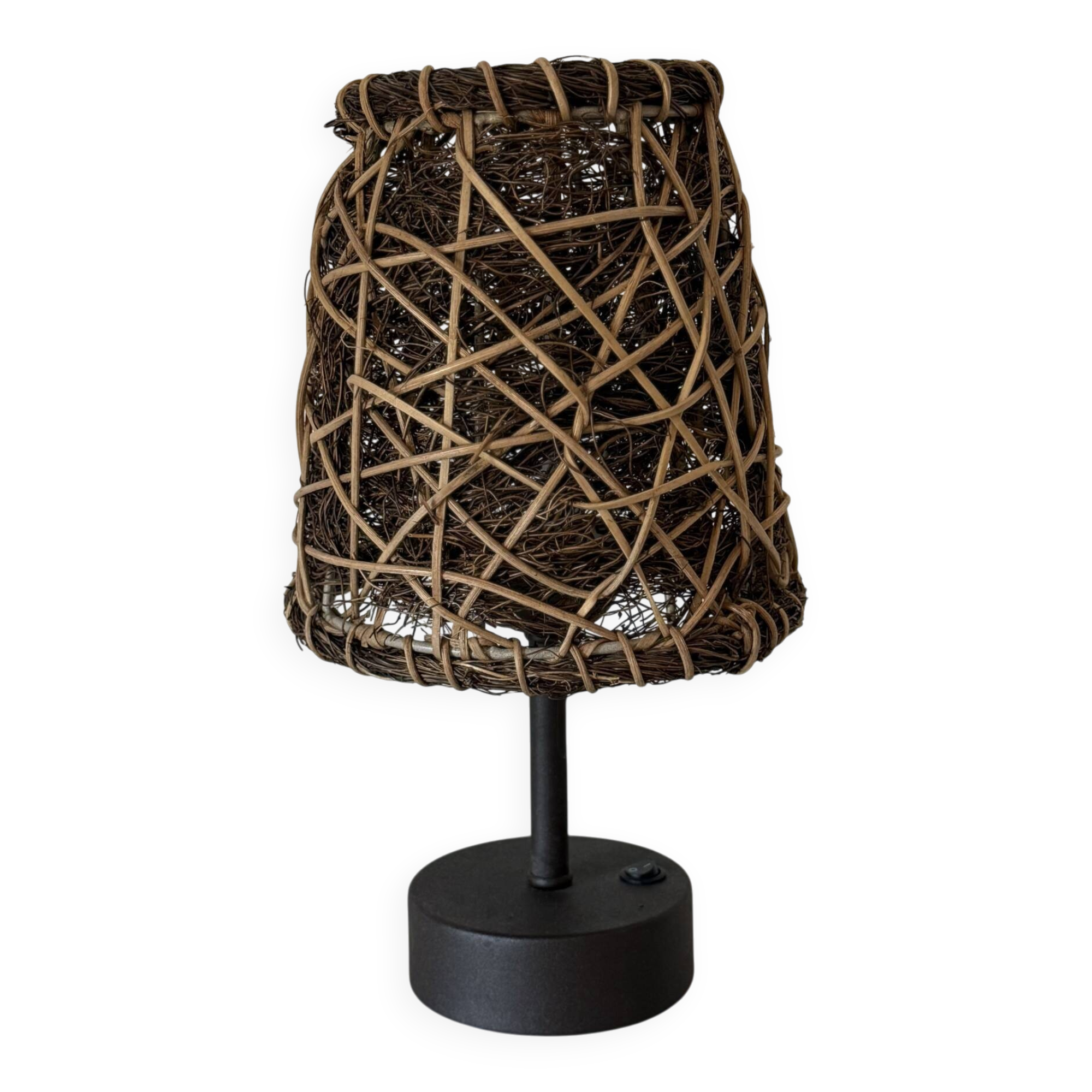 Bamboo & Rattan Solar-Powered Desk Lamp 27x17cm. Dark Coffee Color